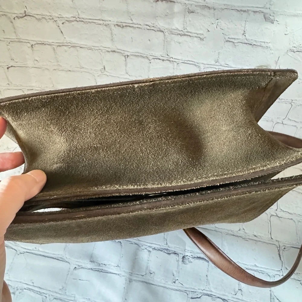 Rare Vintage Coach Olive Suede Leather Crossbody Bag - Picture 11 of 15